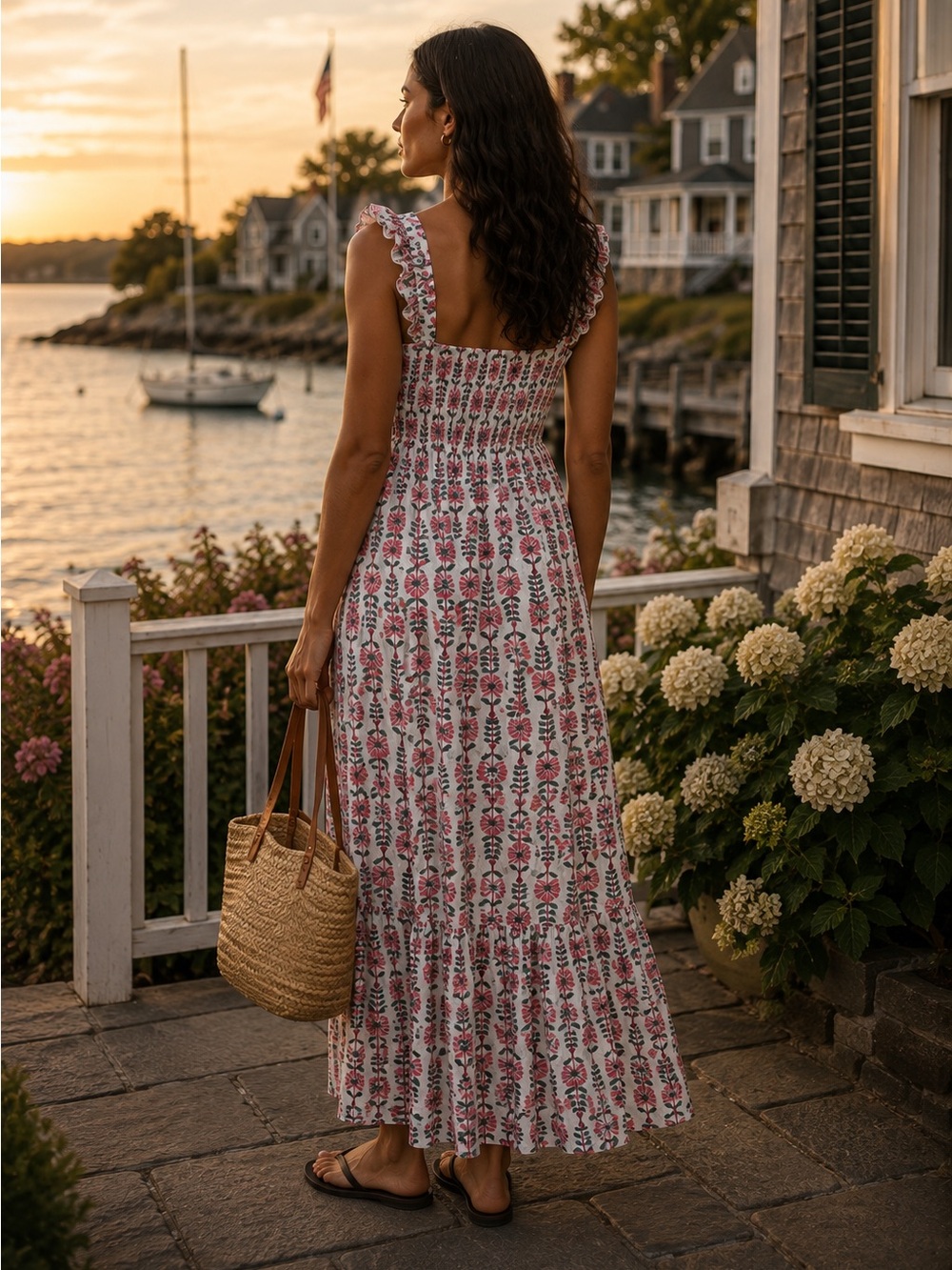 Anthropologie White Maxi Dress with Pink Floral Print - Picture 5 of 5